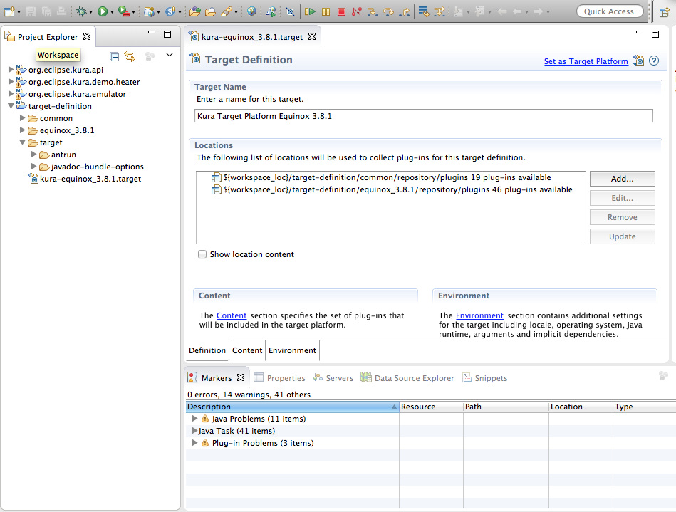 Target Definition Setup