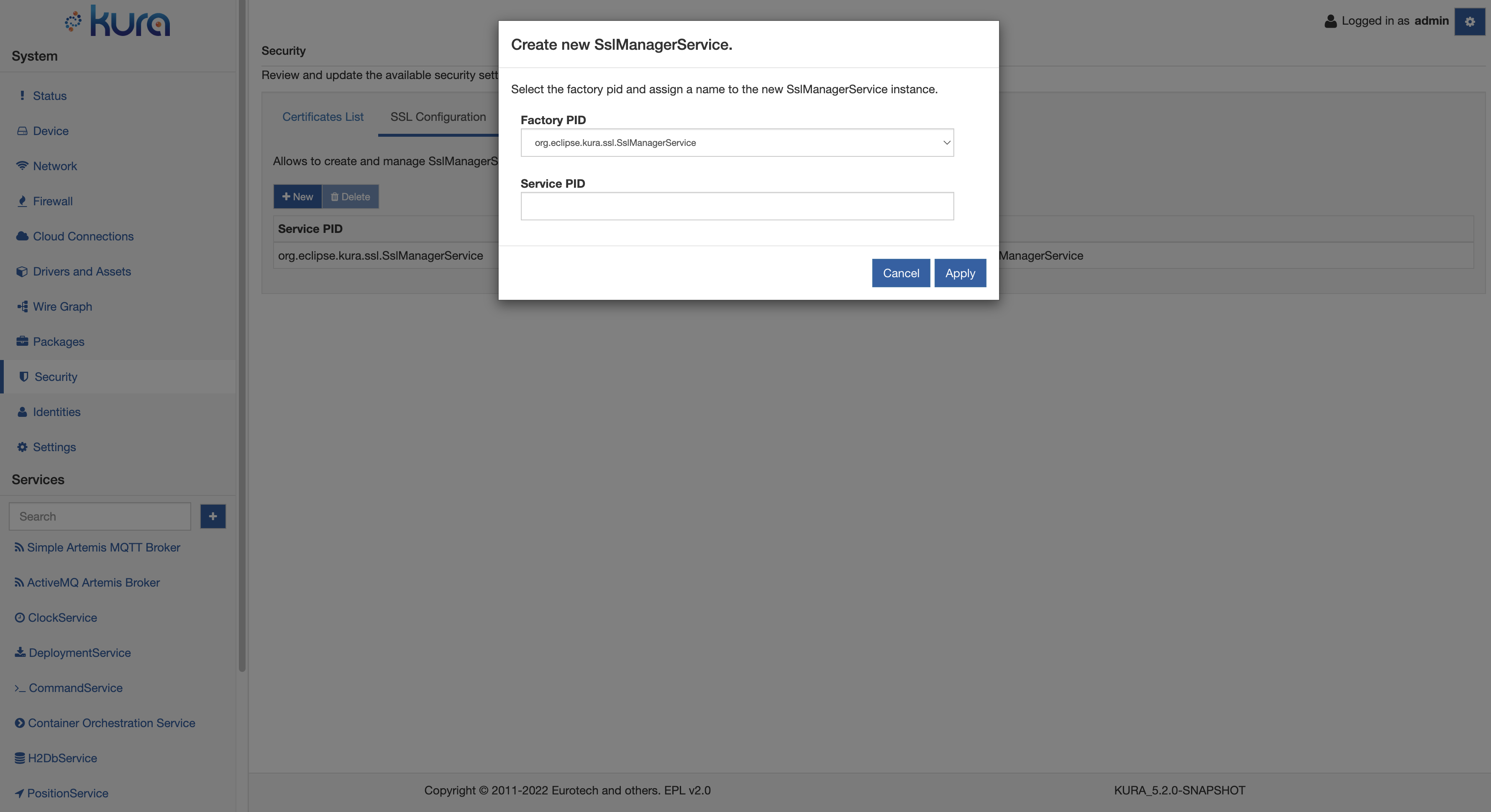 SSL Configuration New Service